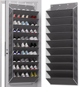 TAHAVICE 30-pairs over-the-door shoe organizer full rack keeps footwear neatly organized on a door.