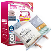 TAILI 8-pack vacuum storage bags with side zip for compact bedding storage