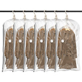 TAILI hanging vacuum storage bags six-pack neatly organized in a closet, saving space.