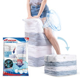 TAILI jumbo vacuum storage bags setup shows clear cubes optimizing space for closet organization.