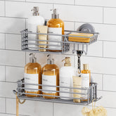 TAILI shower caddy with dual suction cups securely mounted on tile for stable shower storage