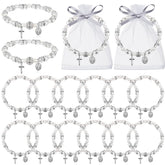 Taiyin rosary bracelet close-up with white acrylic beads for daily devotion