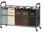 Tajsoon 5-Bag Laundry Sorter Cart fully assembled for instant organization.