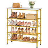 Tajsoon 5-Tier Shoe Rack top view shows organized footwear on spacious shelves.