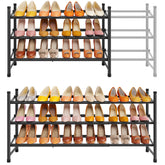 Tajsoon expandable shoe rack demonstrates a tidy 3-tier arrangement for compact closet spaces.