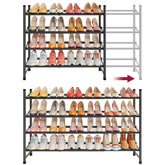Tajsoon expandable shoe rack front view with four tiers for entryway organization.