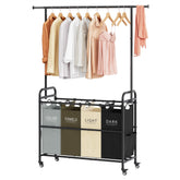 Tajsoon laundry sorter cart with hanging rack for organized laundry.