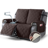TAOCOCO waterproof loveseat cover in chocolate protects a 2-seat recliner from spills