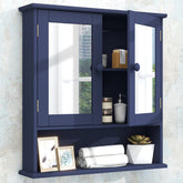 TaoHFE blue medicine cabinet with mirror front keeps daily essentials neatly hidden.