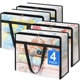 TasticTotes clear storage bags folded for compact stacking and space saving