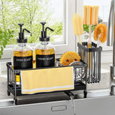 tatull glass bottle soap dispenser keeps sink organized.