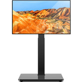 TAVR universal floor TV stand demonstrates a complete living room setup.