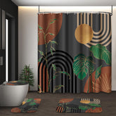 Tayney Brown boho mid-century shower curtain with abstract retro pattern to boost bathroom style.
