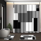 Tayney grey geometric shower curtain main view for a modern bathroom