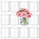 TBWIND 12-pack glass cylinder vases 4-inch centerpieces for elegant table decor