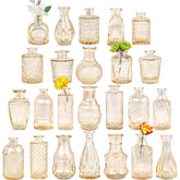 TBWIND glass bud vase amber 24-pack for elegant centerpieces and versatile decor
