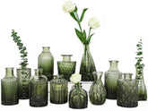 TBWIND green glass bud vase set features 12 pieces for versatile centerpieces.
