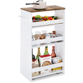 TEAMIX 4-tier white slim cart with handle, front view, ideal for compact storage in small spaces.