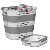 TECHMILLY collapsible laundry basket with handles; space-saving design for compact rooms.