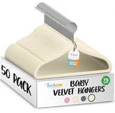 TechZoo baby velvet hanger 11.8-inch with non-slip shoulders keeps garments pristine.