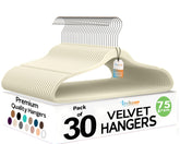 TechZoo velvet hangers ivory finish, space-saving design for a tidy closet