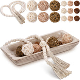Teenyyou wooden dough bowl centerpiece on dining table for rustic charm.