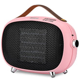 Teioe mini electric ceramic space heater front view in pink for quick warmth.
