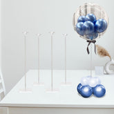 TEKXYZ 23.6-inch clear acrylic balloon stand setup on table for quick assembly