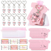 Teling pink angel keychain with faux pearl, a charming guest keepsake