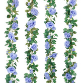 TELDRASSIL blue rose garland, 6.5 ft long, ideal for wedding backdrops and arches.