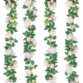 TELDRASSIL white artificial rose vine garland with lush leaves, ideal for wedding arches