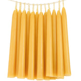 TELOSMA beeswax taper candles 8in yellow pack with dripless burn for clean dining tables.