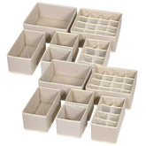 TENABORT 12-pack foldable drawer organizers in beige for a tidy closet and space-saving storage.