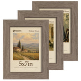 TENIBYC 5x7 frame front view with brown walnut wood and HD glass for clear photos