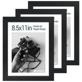 TENIBYC 8.5x11 frame set front view with sleek black woodgrain finish for versatile home display