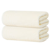 Tens Towels bath sheet cream rolled shows generous coverage and soft touch