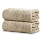 Tens Towels pack of 2 extra-large beige bath sheets ideal for quick-dry wrap.