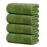 Tens Towels four-pack extra large bath towels folded for easy storage.