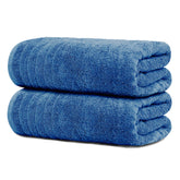 Tens Towels two extralarge blue bath sheets folded, ready for use