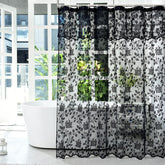 TERLYTEX lace shower curtain with attached valance showing vintage floral embroidery for a cozy bathroom vibe