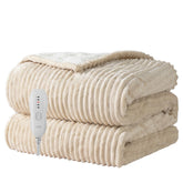 Texciting heated blanket close-up shows ultra-soft material for cozy warmth.