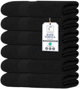 Texcraft 6pc black bath towels folded for display