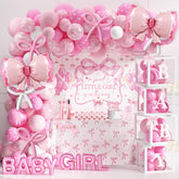 THAWAY pink baby shower kit with balloons and backdrop用于现场布置的照片级效果