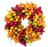The Wreath Depot blush tulip front door wreath, 19-inch, lush silk tulips for curb appeal.