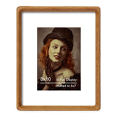 THKRLOF 8x10 teak frame front view, showcasing natural wood grain and tempered glass.