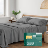 THREAD SPREAD queen flat sheet in crisp percale for cooling comfort