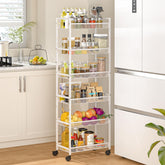 ThreeHio 6-tier slim rolling cart front view for compact kitchen storage
