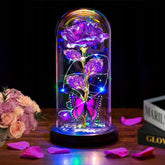 Thrjia light-up rose in a glass dome shines with warm ambiance for gifting.