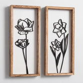 Tide and Tales 3D floral cutout artwork in black and white adds wall texture.