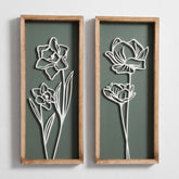 Tide and Tales 3D floral green wall art set texture for living spaces